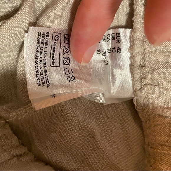 H&M Paperbag Linen blend shorts in beige, Size 10 NWT 💖 - Picture 7 of 9
